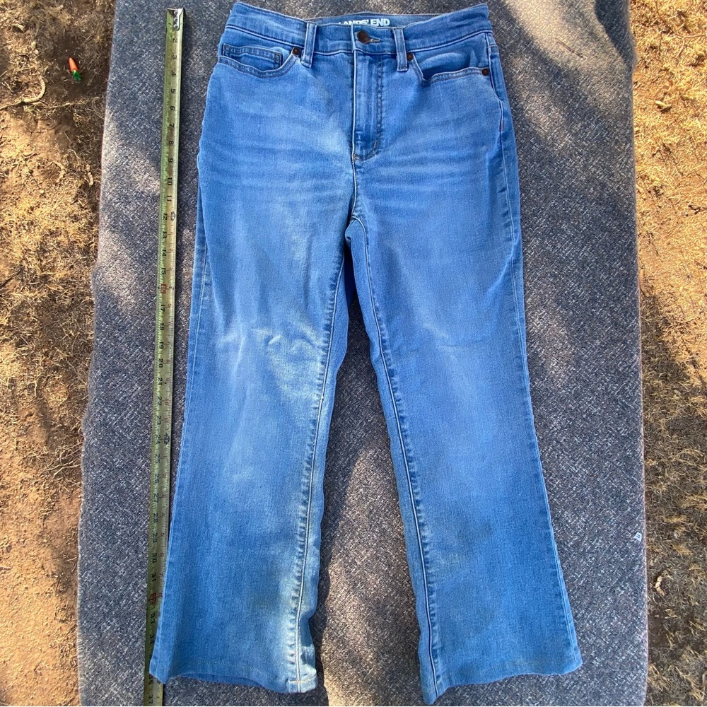 Lands End Jeans High Rise Recover Bootcut Denim Light Wash size 6 petite